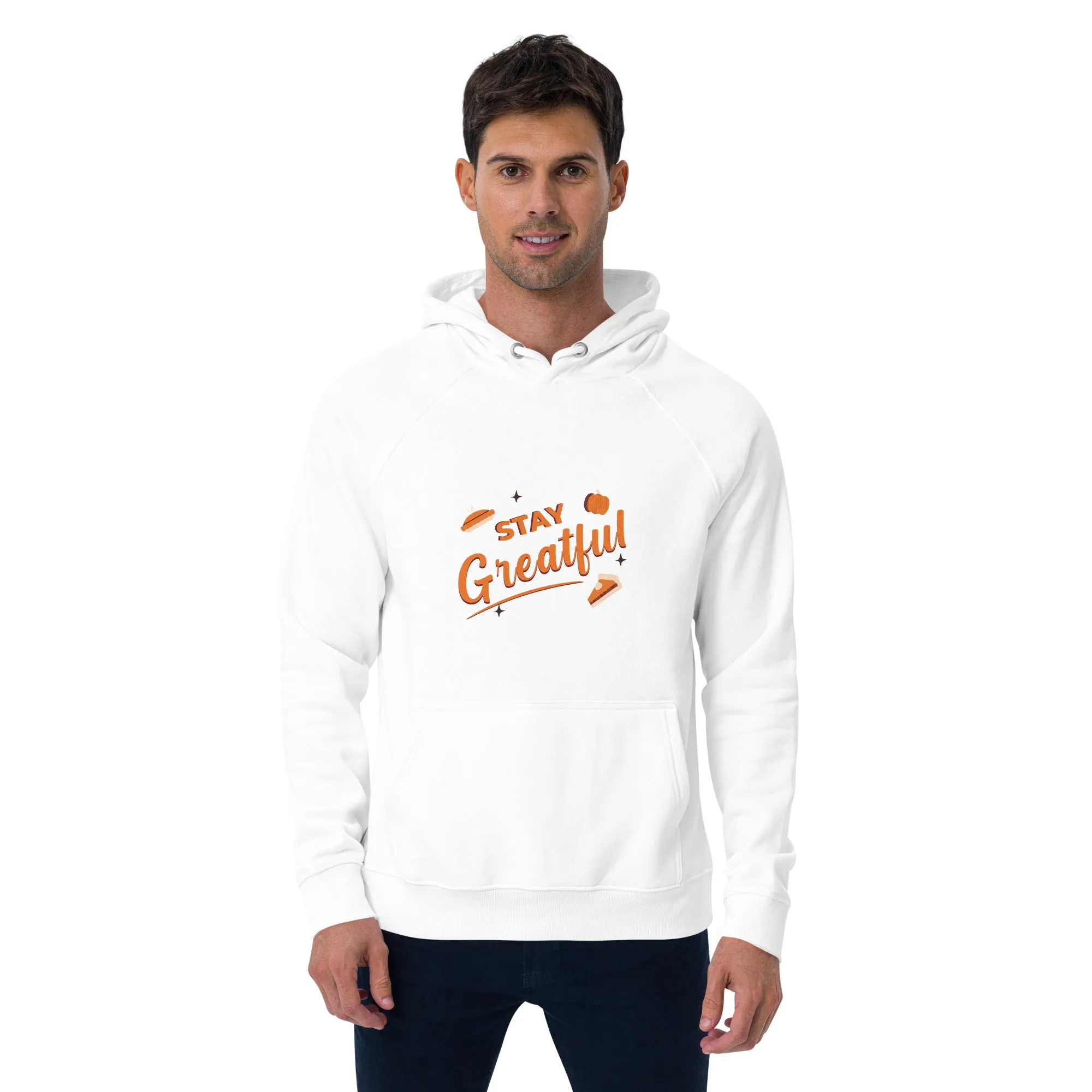 Stay Grateful Graphic Men Eco Raglan Hoodie