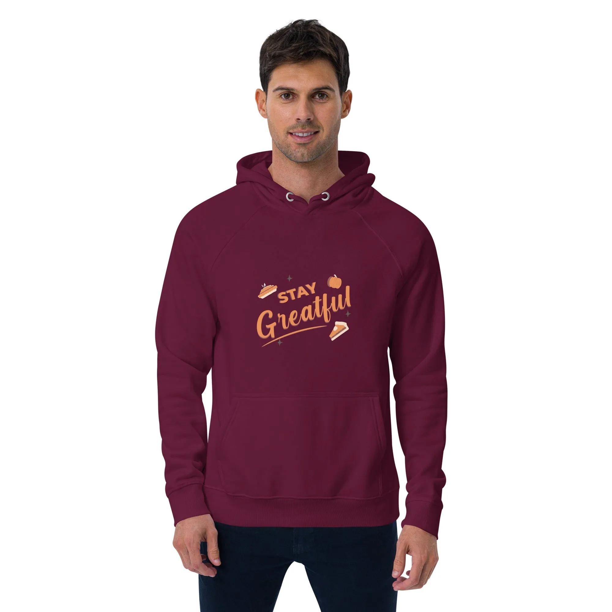 Stay Grateful Graphic Men Eco Raglan Hoodie