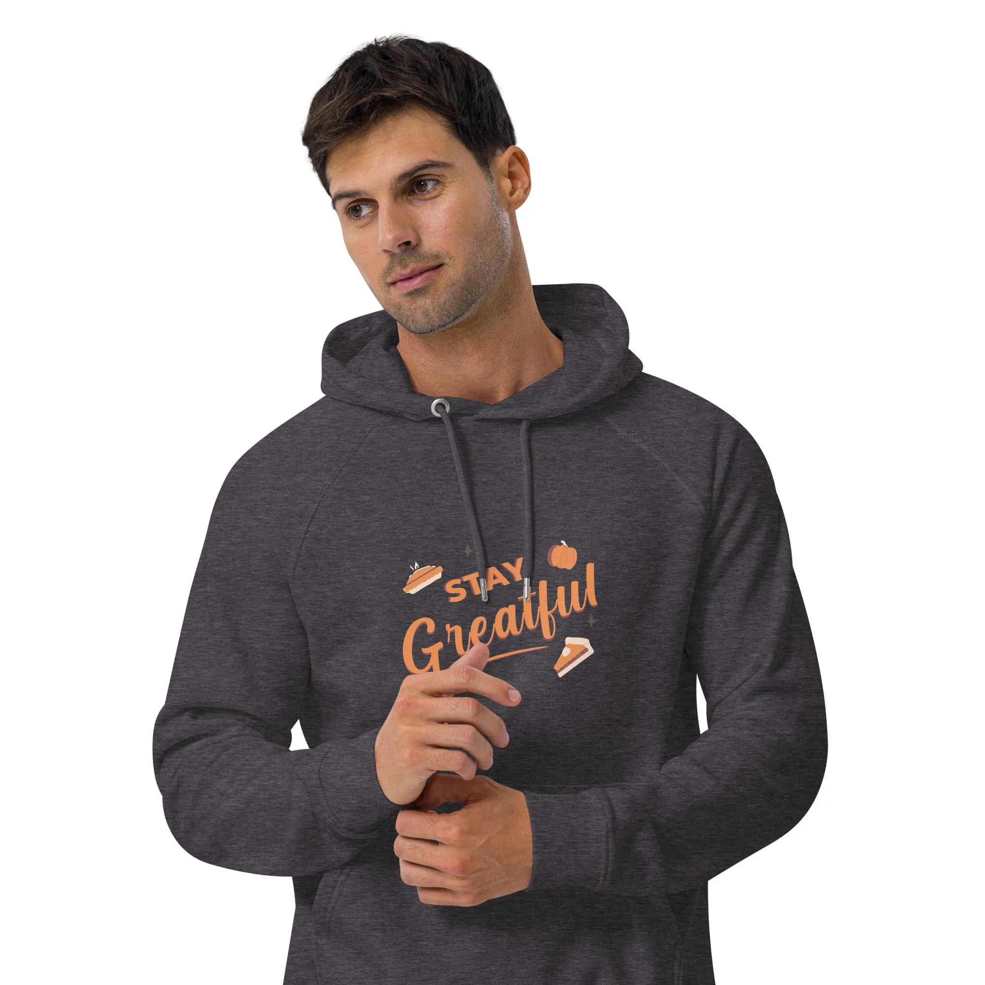 Stay Grateful Graphic Men Eco Raglan Hoodie