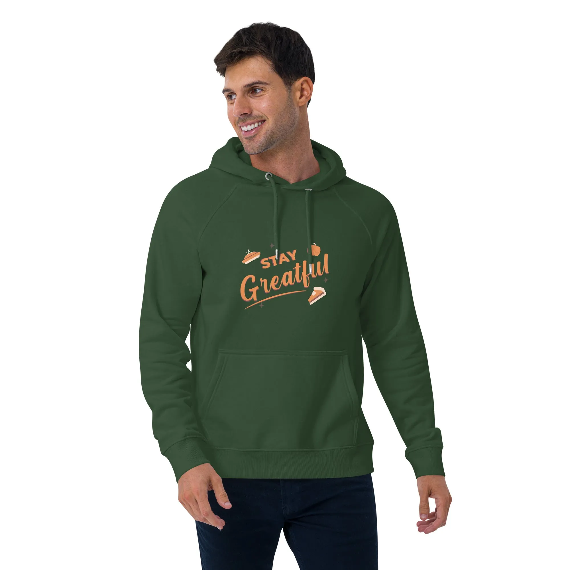 Stay Grateful Graphic Men Eco Raglan Hoodie