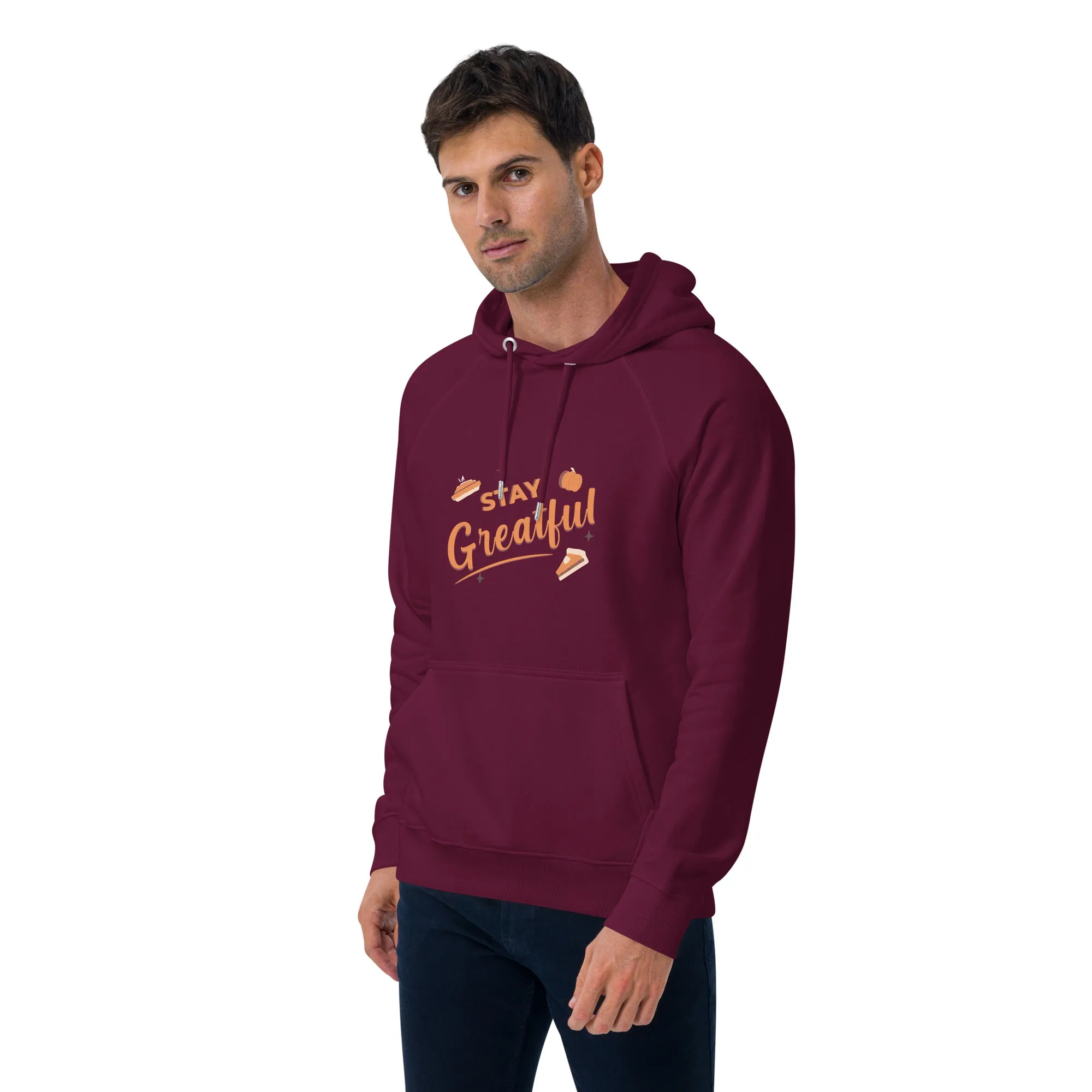 Stay Grateful Graphic Men Eco Raglan Hoodie