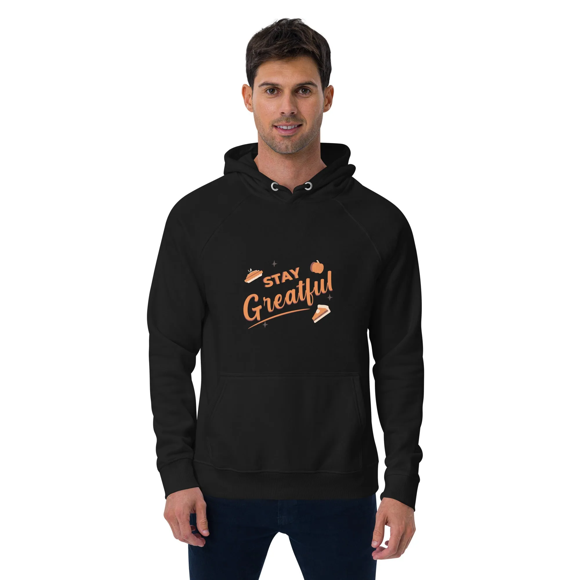 Stay Grateful Graphic Men Eco Raglan Hoodie