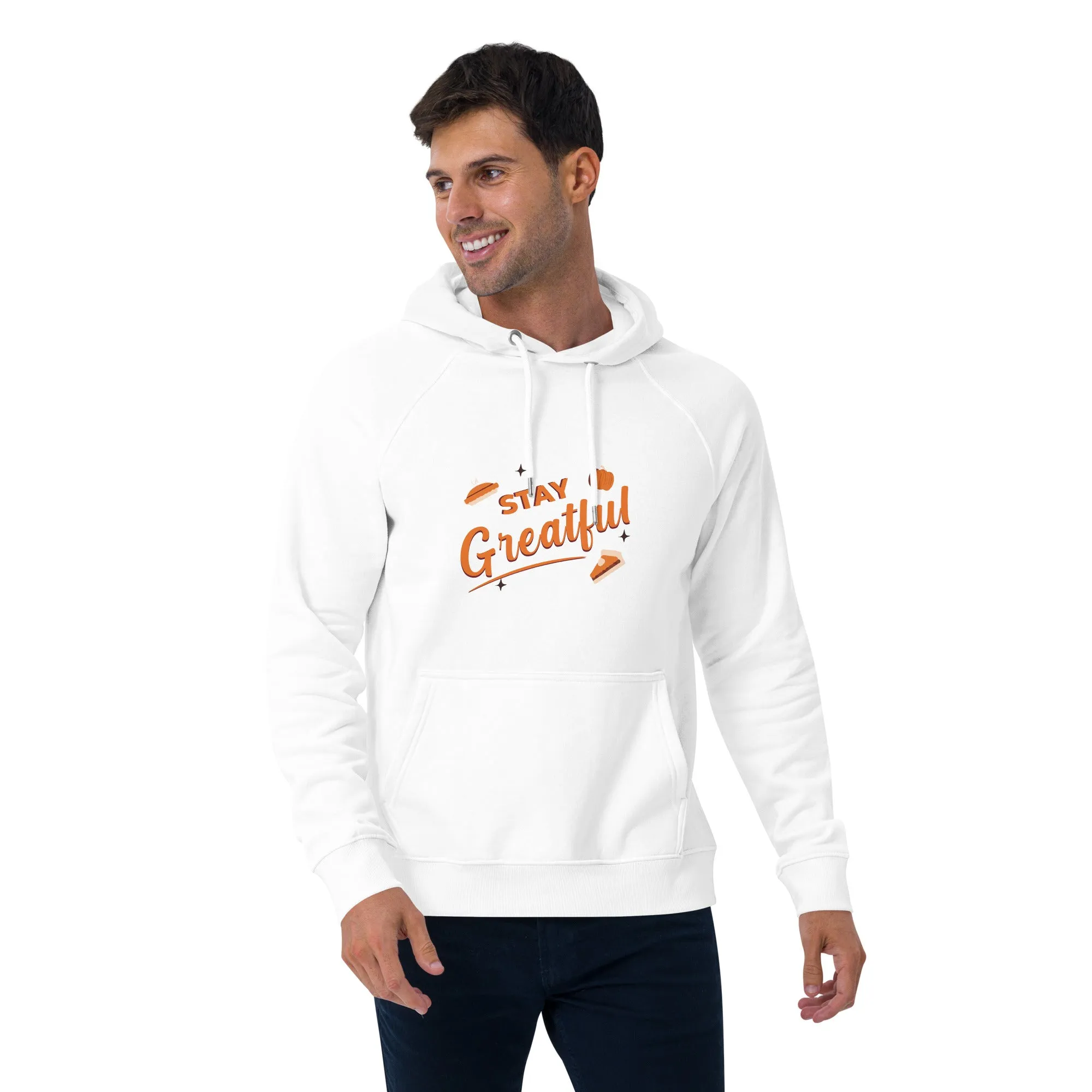 Stay Grateful Graphic Men Eco Raglan Hoodie