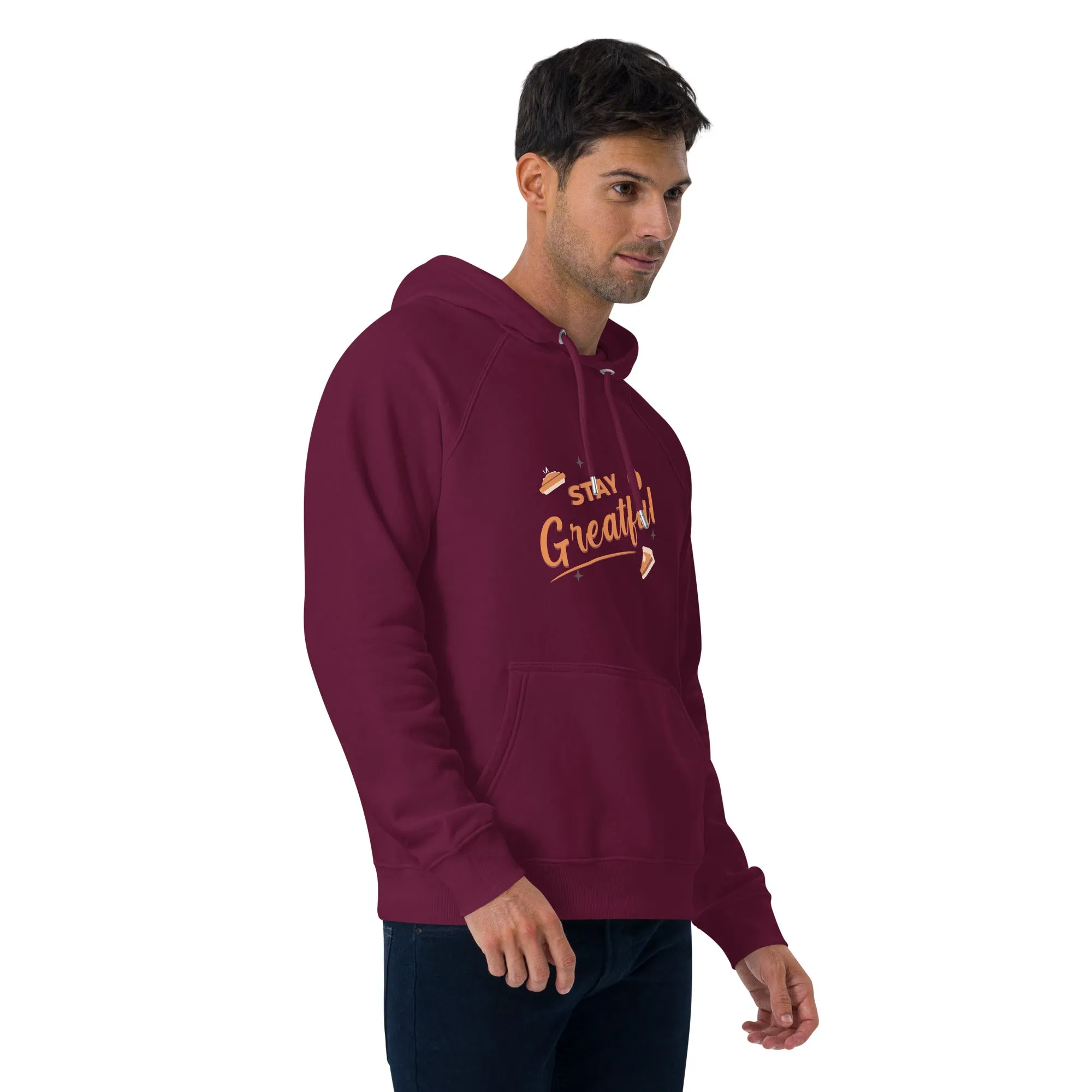 Stay Grateful Graphic Men Eco Raglan Hoodie