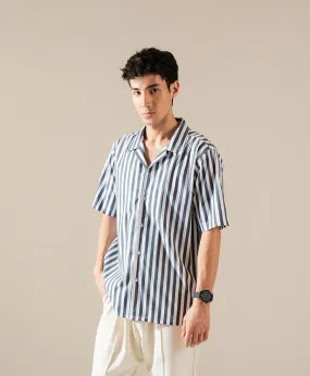 Stripe Cuban Collar Shirt