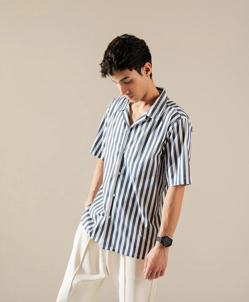 Stripe Cuban Collar Shirt