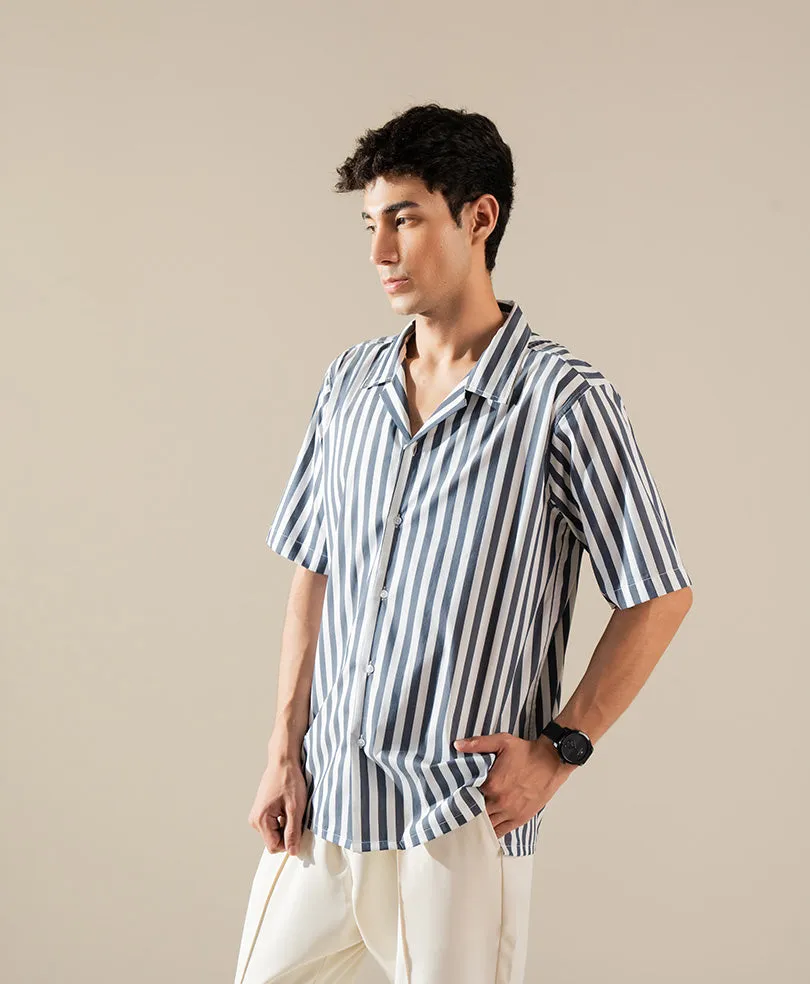 Stripe Cuban Collar Shirt