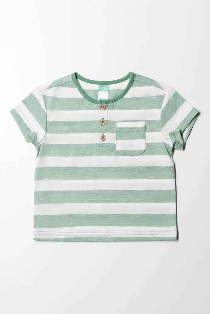 Stripe Henley T-Shirt Green