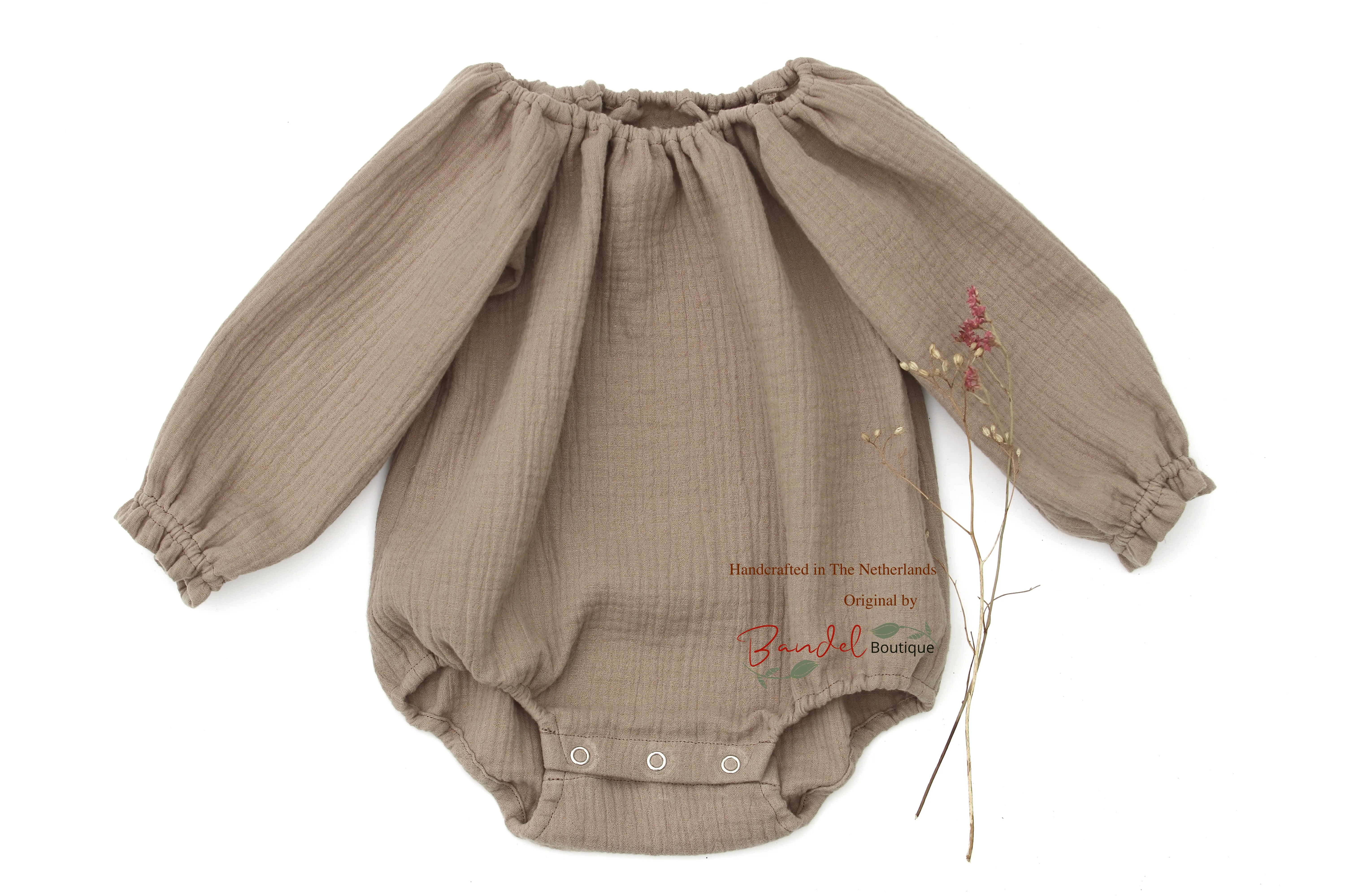 Taupe-Brown Double Gauze Bodysuit