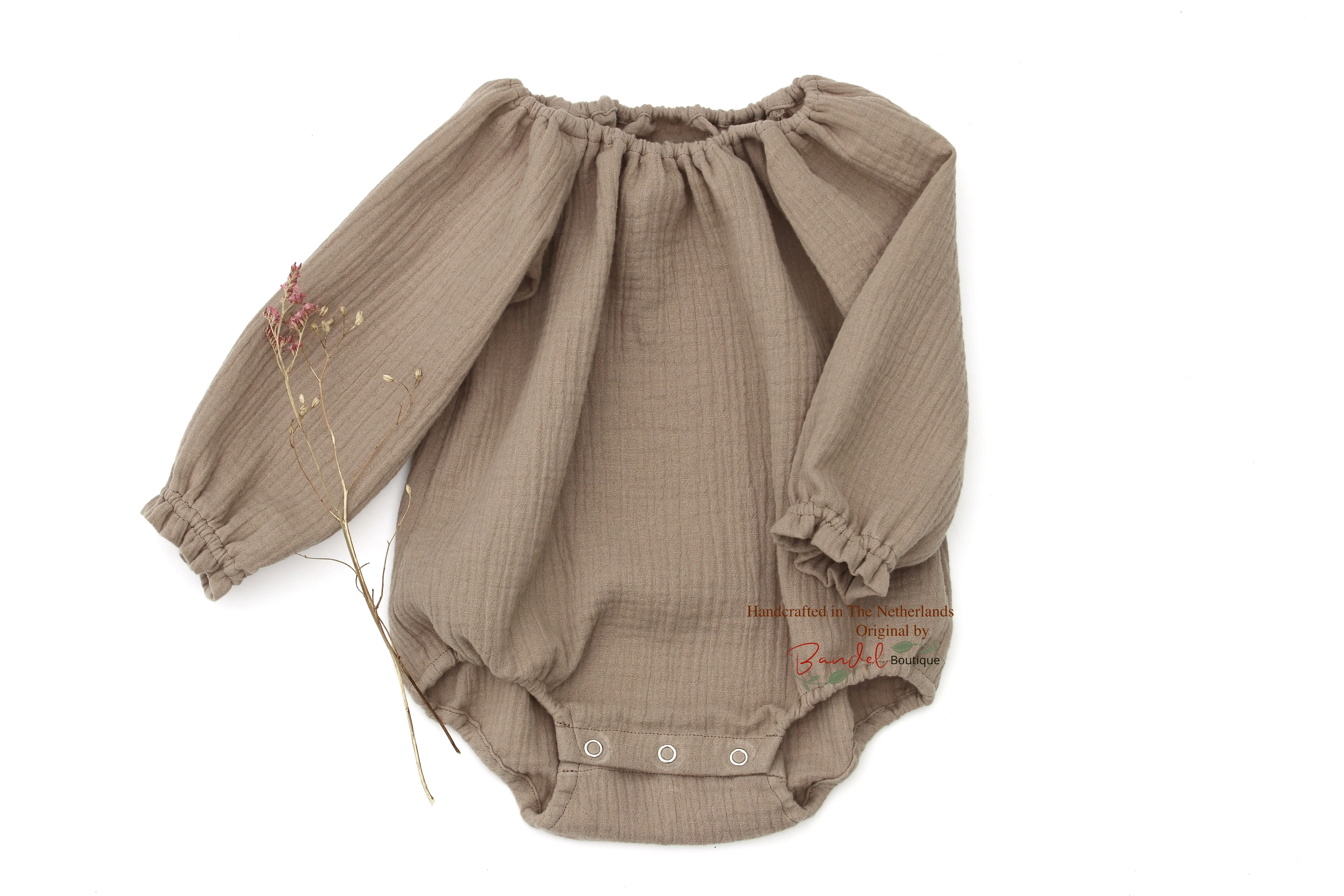 Taupe-Brown Double Gauze Bodysuit