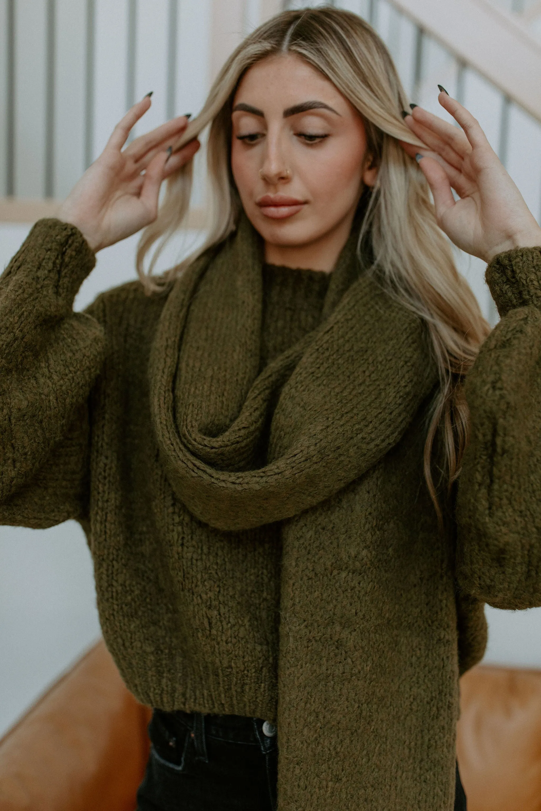 The Cropped Rosalia Sweater (  Scarf) by Charli London - Khaki