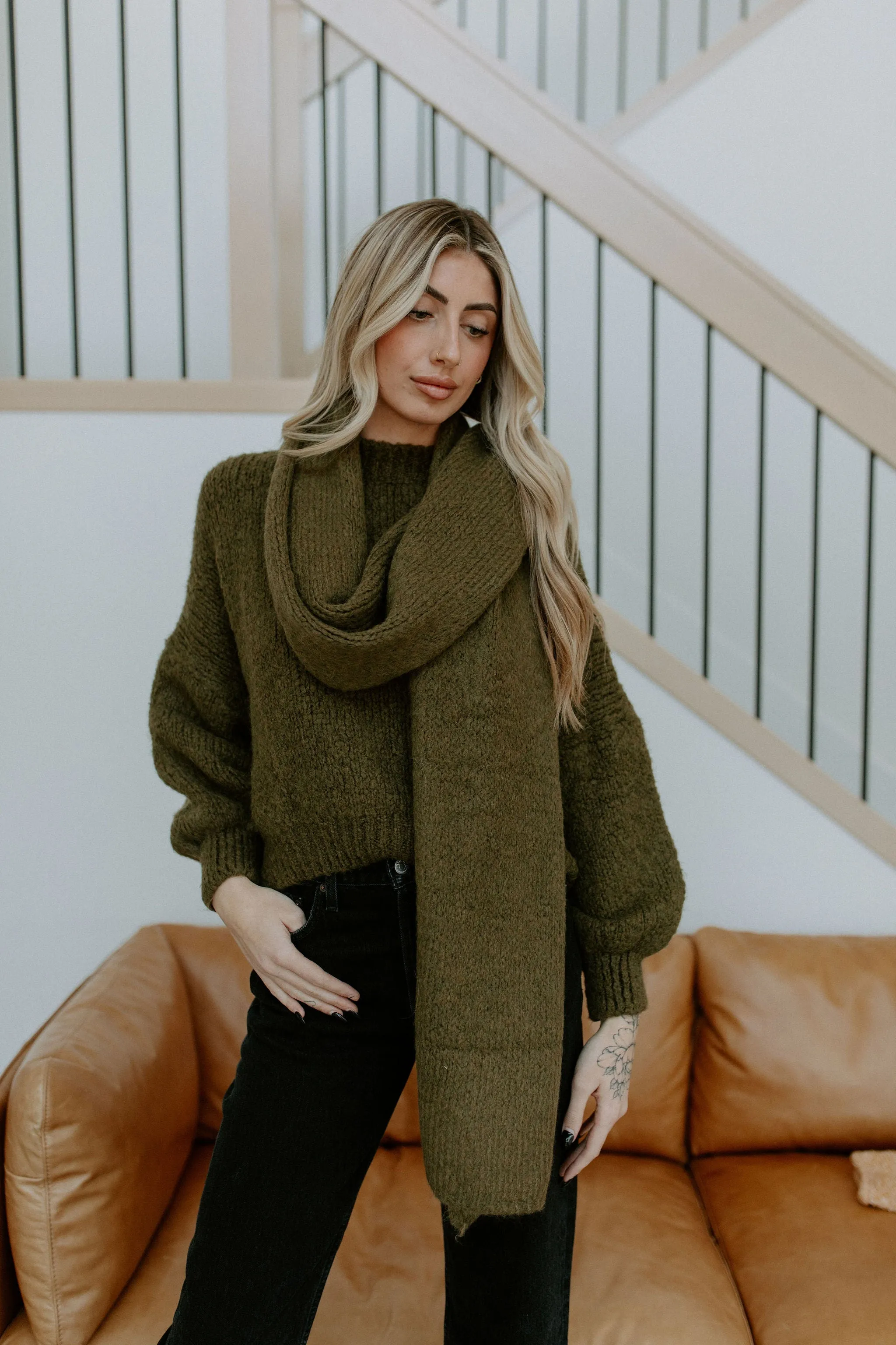 The Cropped Rosalia Sweater (  Scarf) by Charli London - Khaki