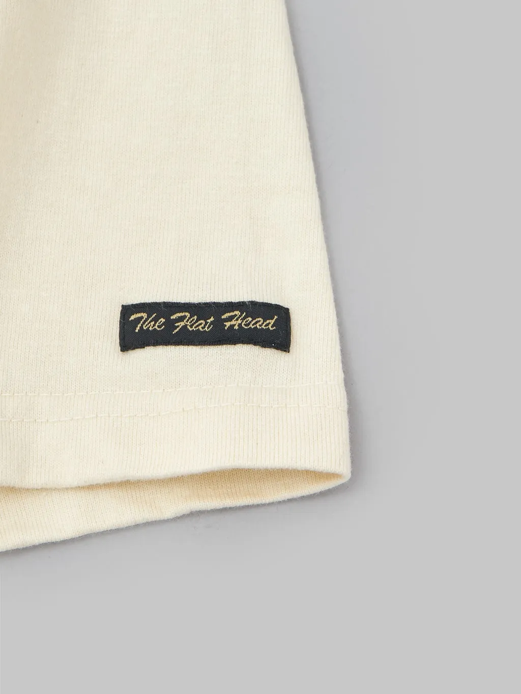 The Flat Head Loopwheeled Heavyweight Plain Henley Neck T-Shirt Ivory