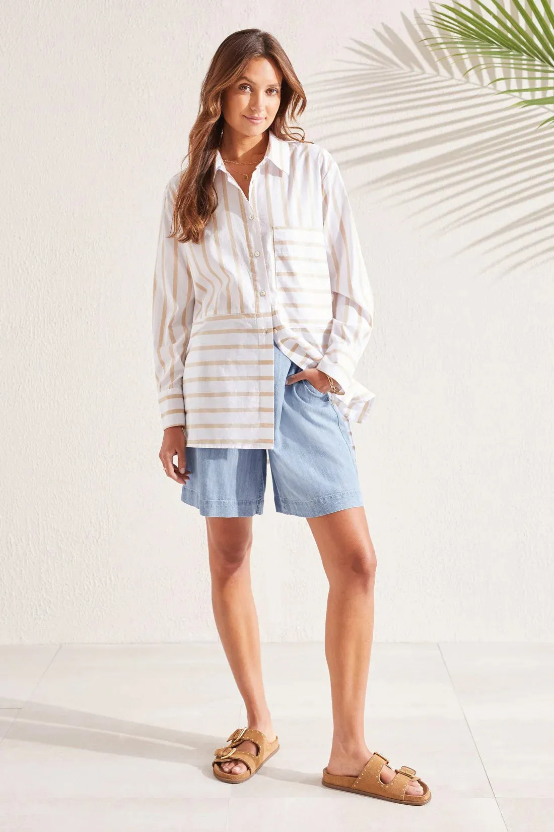 Tribal | Striped Cotton Button-Up Shirt | Women's