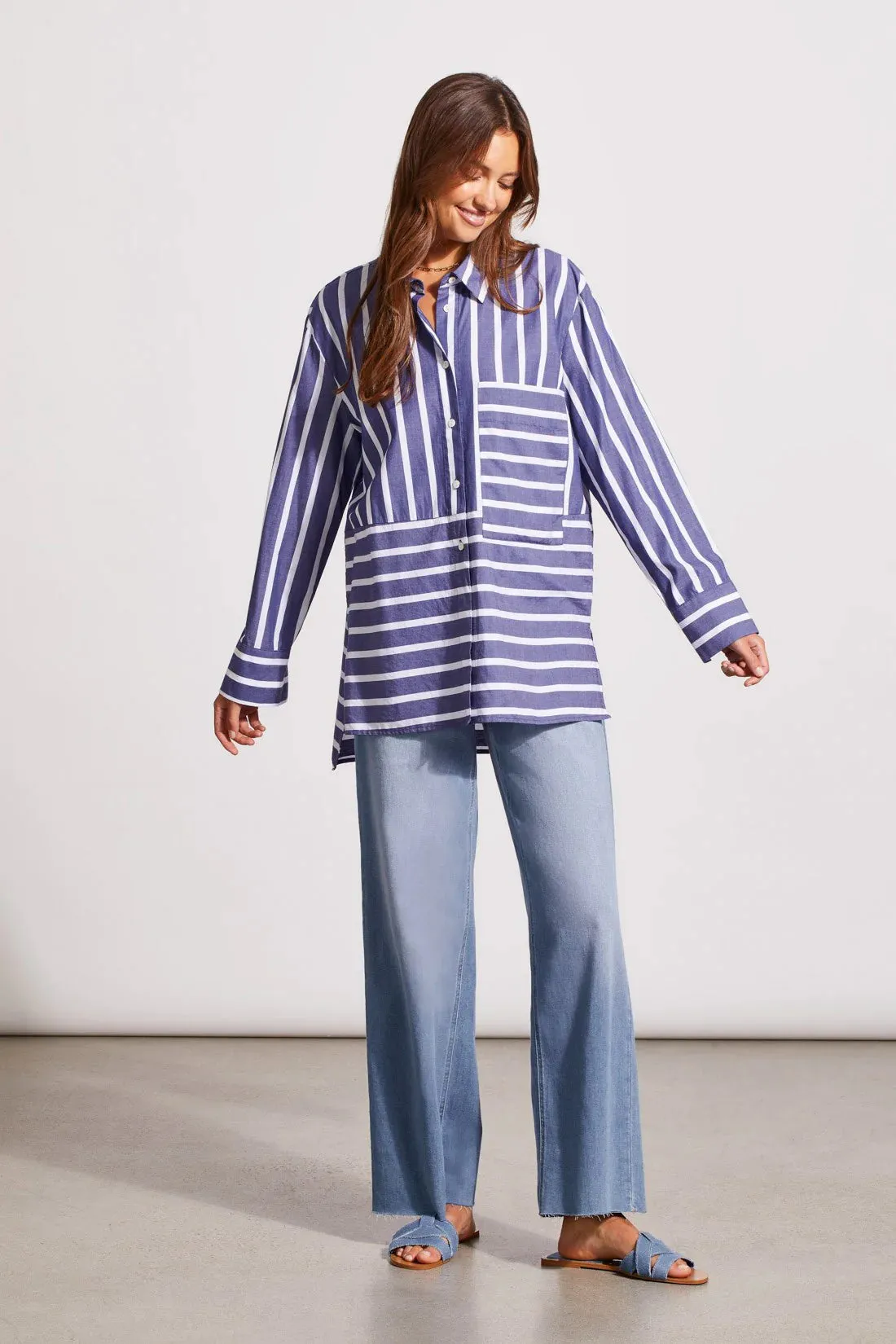 Tribal | Striped Cotton Button-Up Shirt | Women's