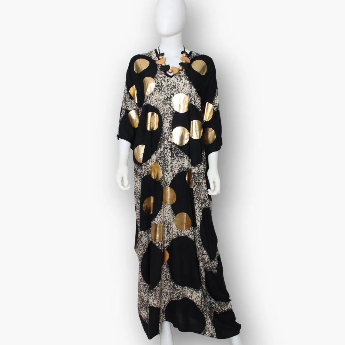 V - Neck Gold Polka Dot Caftan