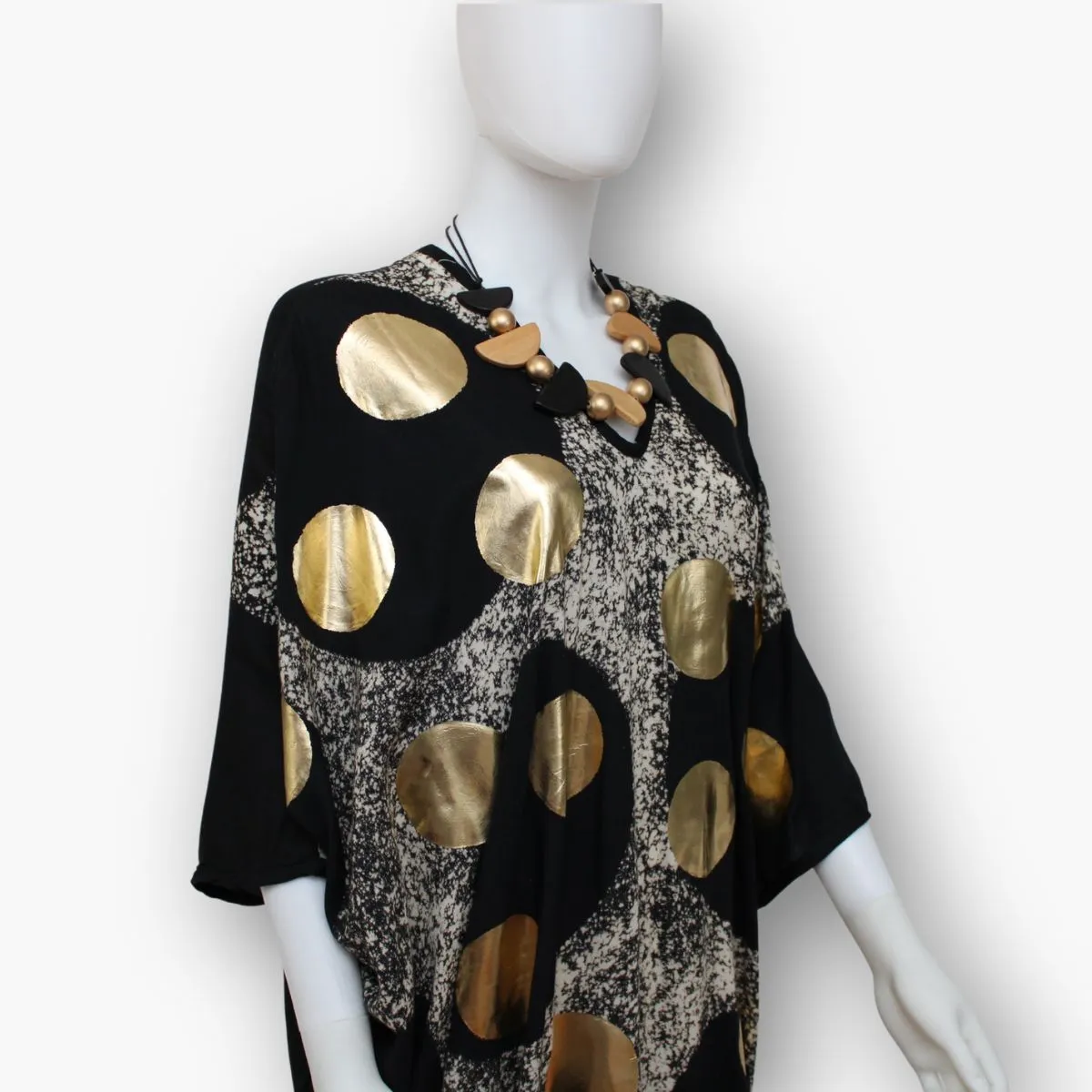 V - Neck Gold Polka Dot Caftan