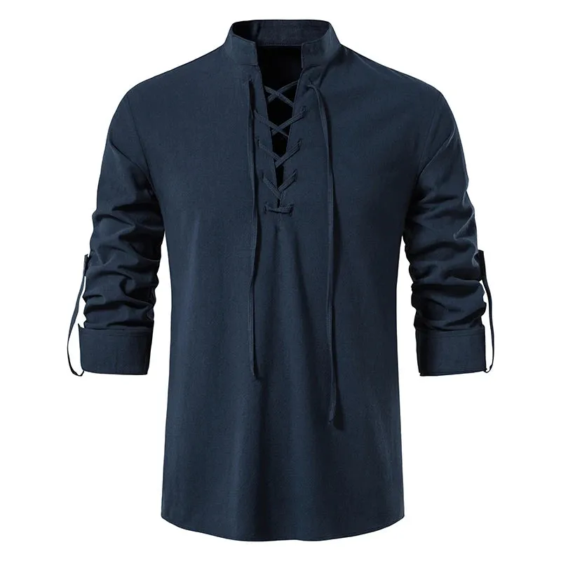 Vintage Men's Casual Blouse Cotton Linen Shirts