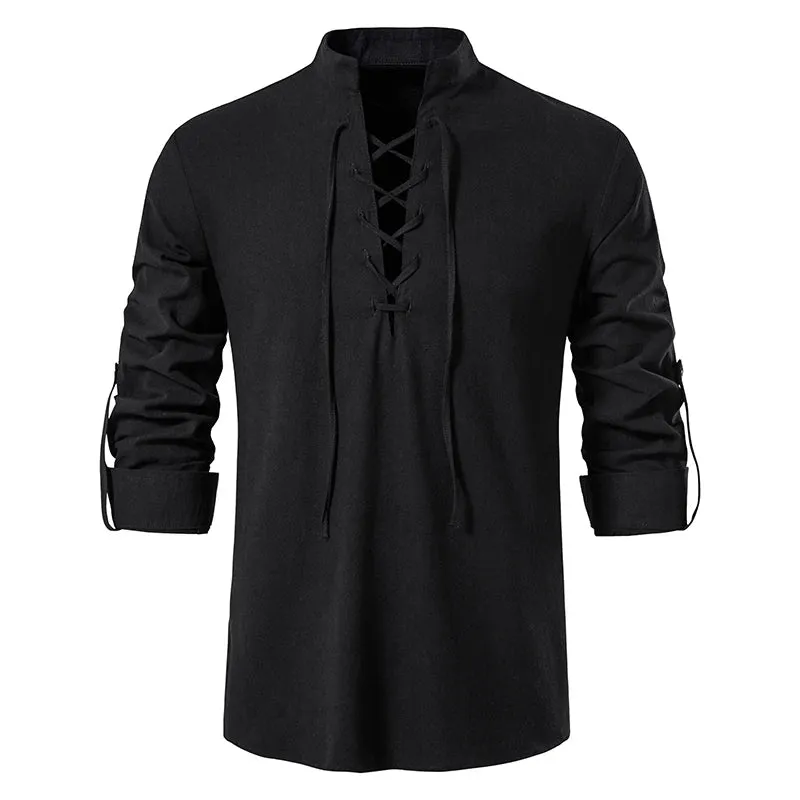 Vintage Men's Casual Blouse Cotton Linen Shirts