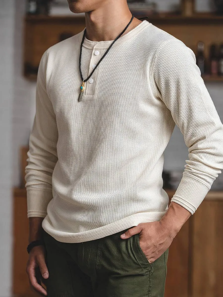 Waffle Long-Sleeve Henley Shirt