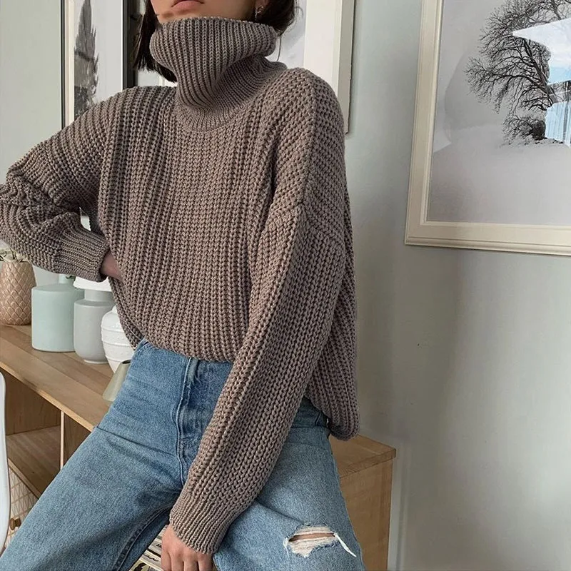 Warm and Chic Turtle Neck Knitted Pullover Sweaters