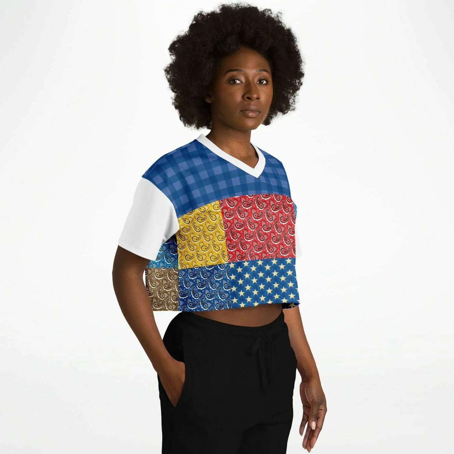 Western Edition Bandana Patchwork Eco-Poly Crop Jersey