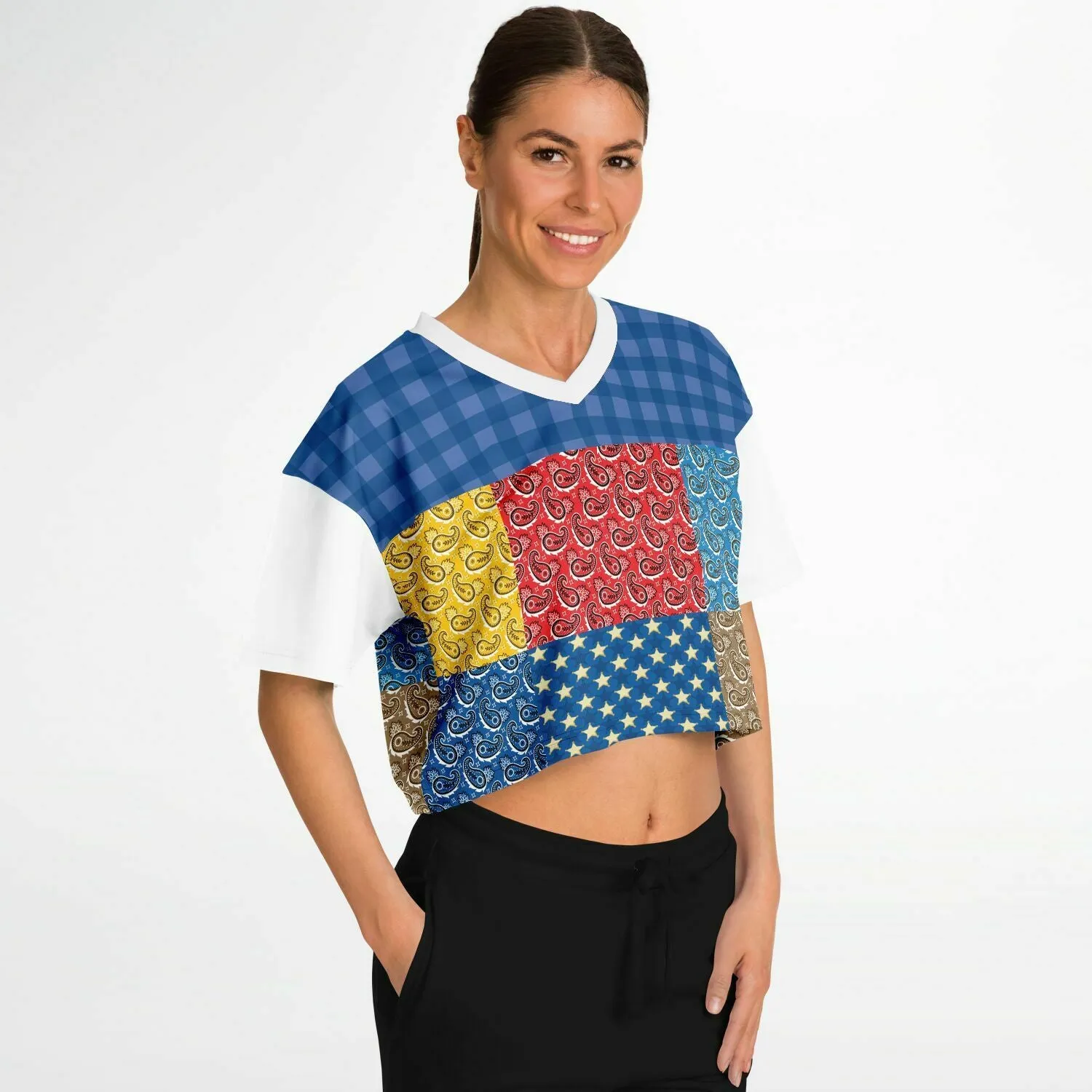 Western Edition Bandana Patchwork Eco-Poly Crop Jersey