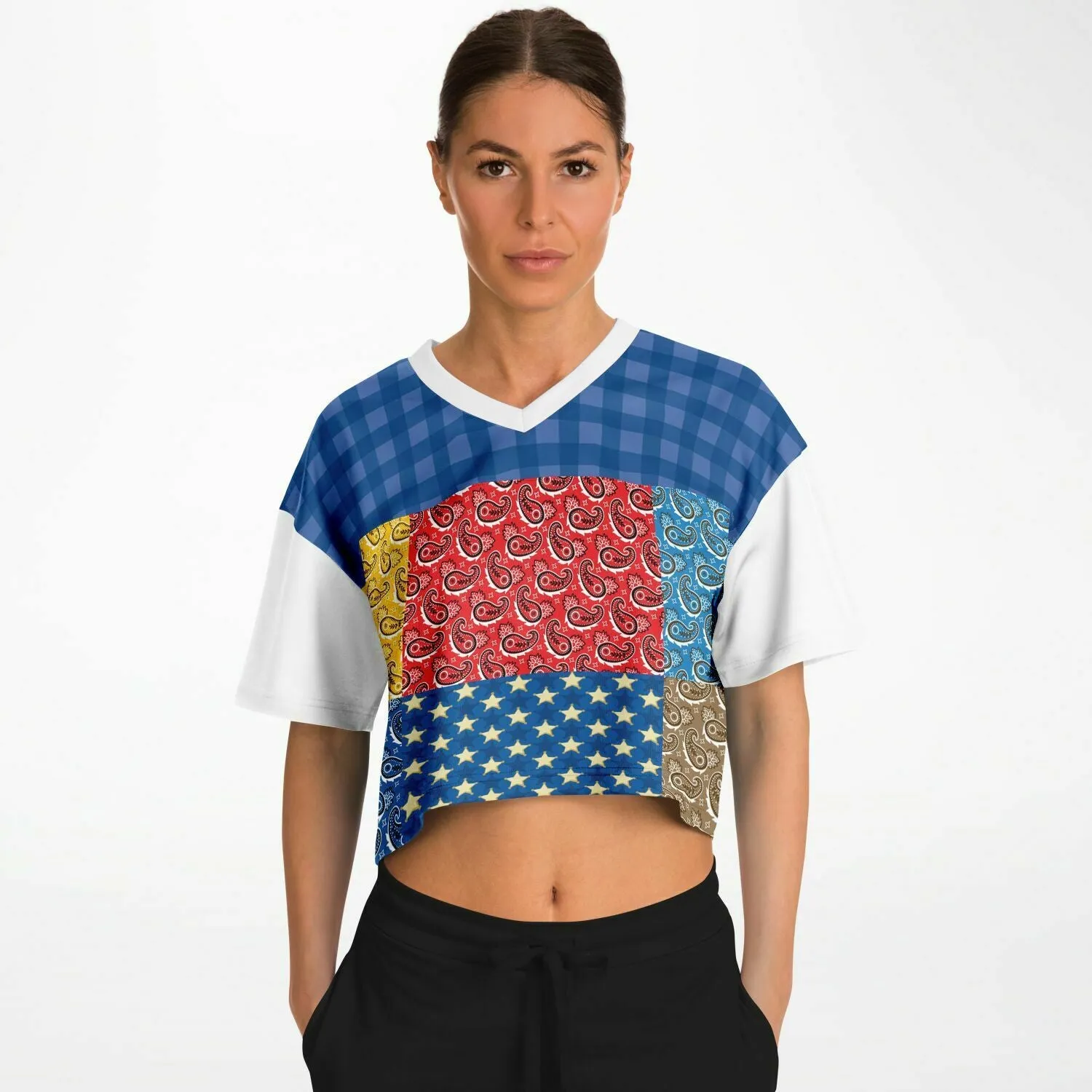 Western Edition Bandana Patchwork Eco-Poly Crop Jersey