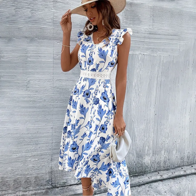 White Lace Floral Beach Dress - Women's Summer Fashion