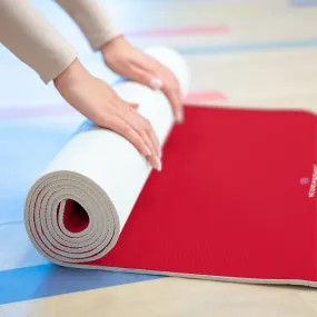 Wine Red Foam Yoga Mat, Bright Red Solid Color Best Lightweight 0.25" thick Mat - Printed in USA (Size: 24″x72")