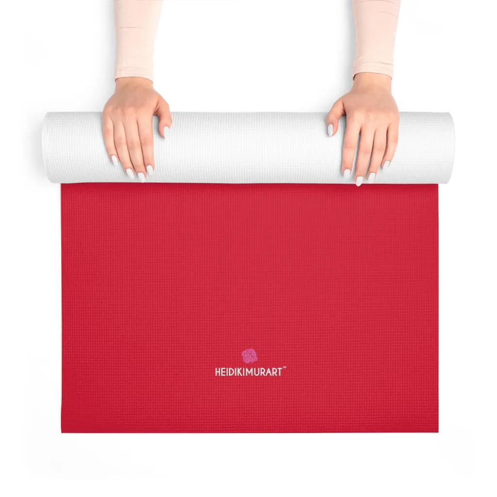 Wine Red Foam Yoga Mat, Bright Red Solid Color Best Lightweight 0.25" thick Mat - Printed in USA (Size: 24″x72")