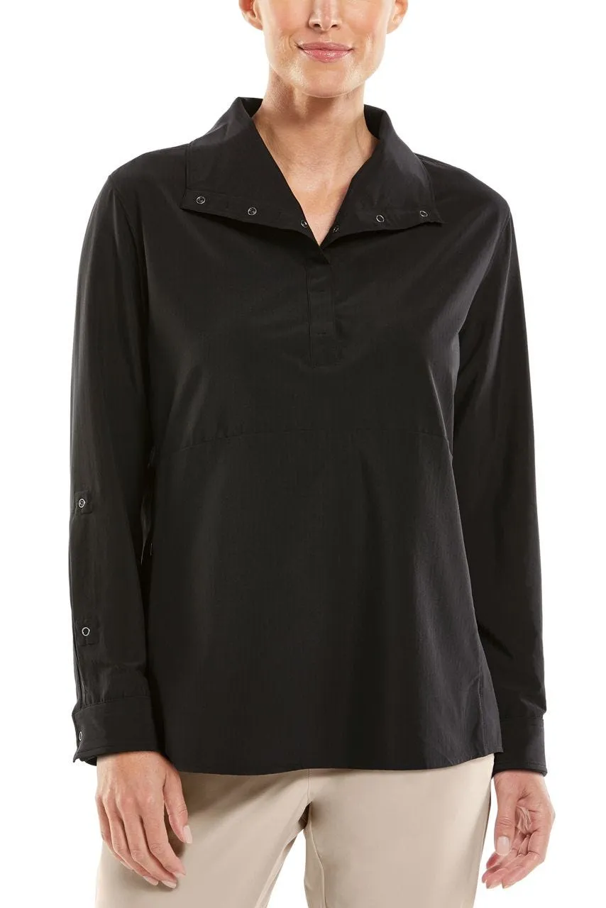 Women's Catona Funnel Neck Tunic Top  |  Black Shadow Stripe