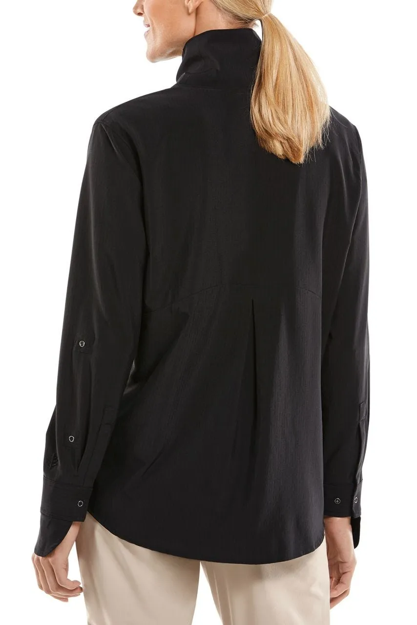 Women's Catona Funnel Neck Tunic Top  |  Black Shadow Stripe