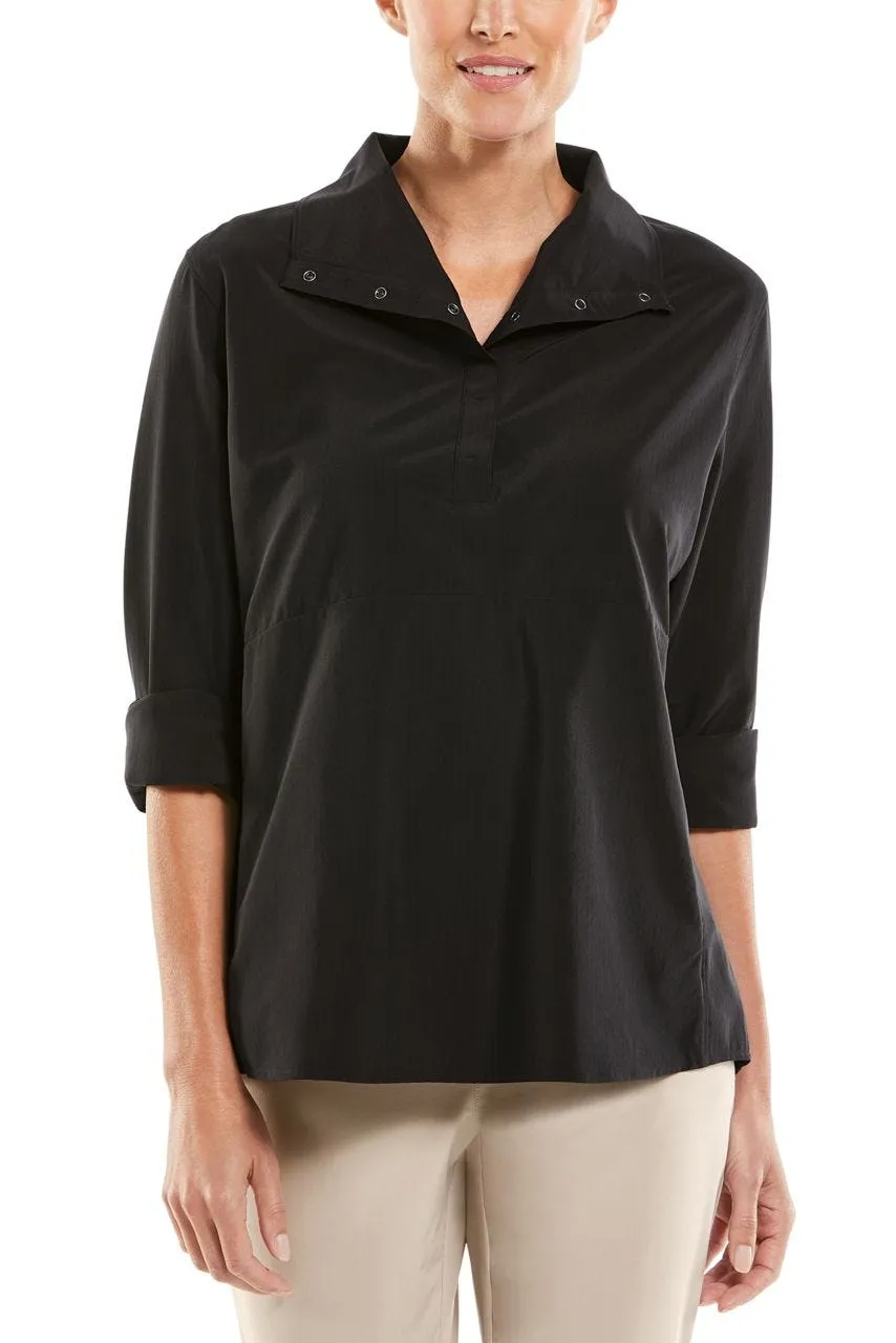 Women's Catona Funnel Neck Tunic Top  |  Black Shadow Stripe