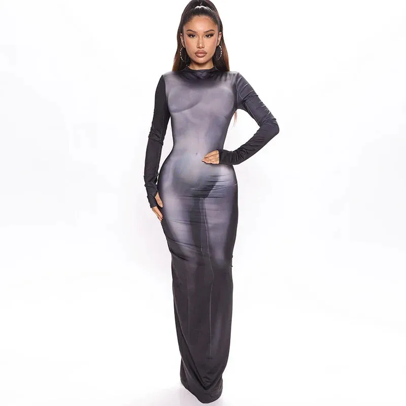 Women's Long Sleeve Bodycon Maxi Dress - Party Club Streetwear Fall Summer Clothes