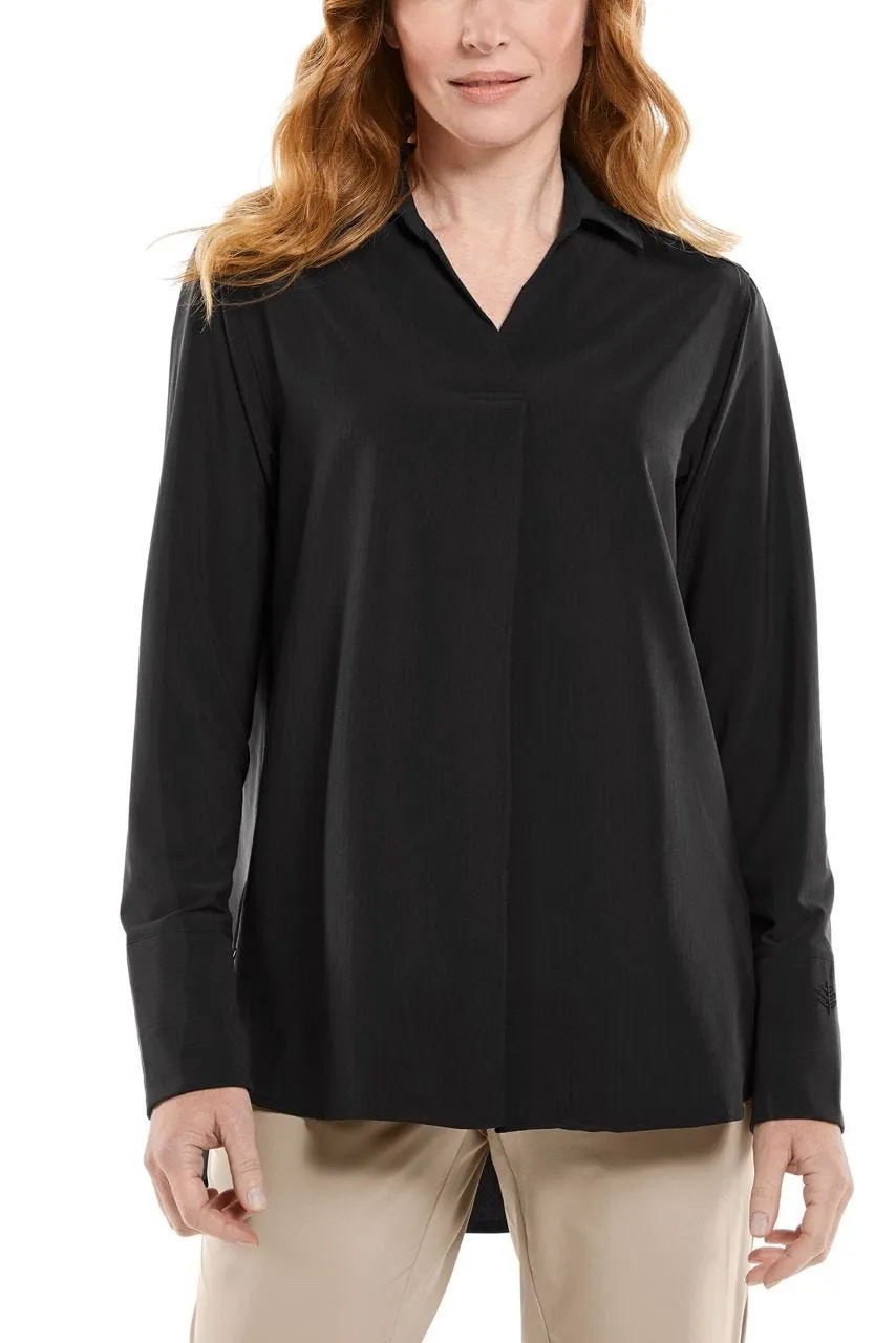 Women's Palmaria Travel Tunic Top  |  Black Shadow Stripe