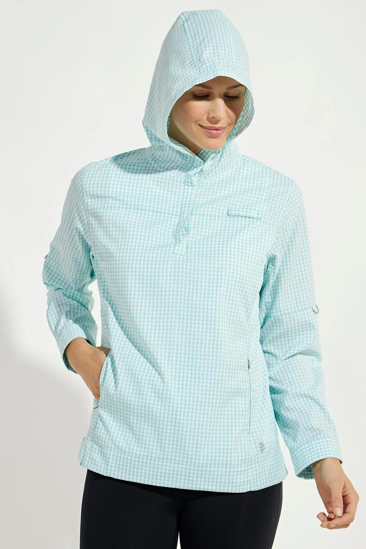 Women's Sea Spray Henley  |  Tea Green Gingham