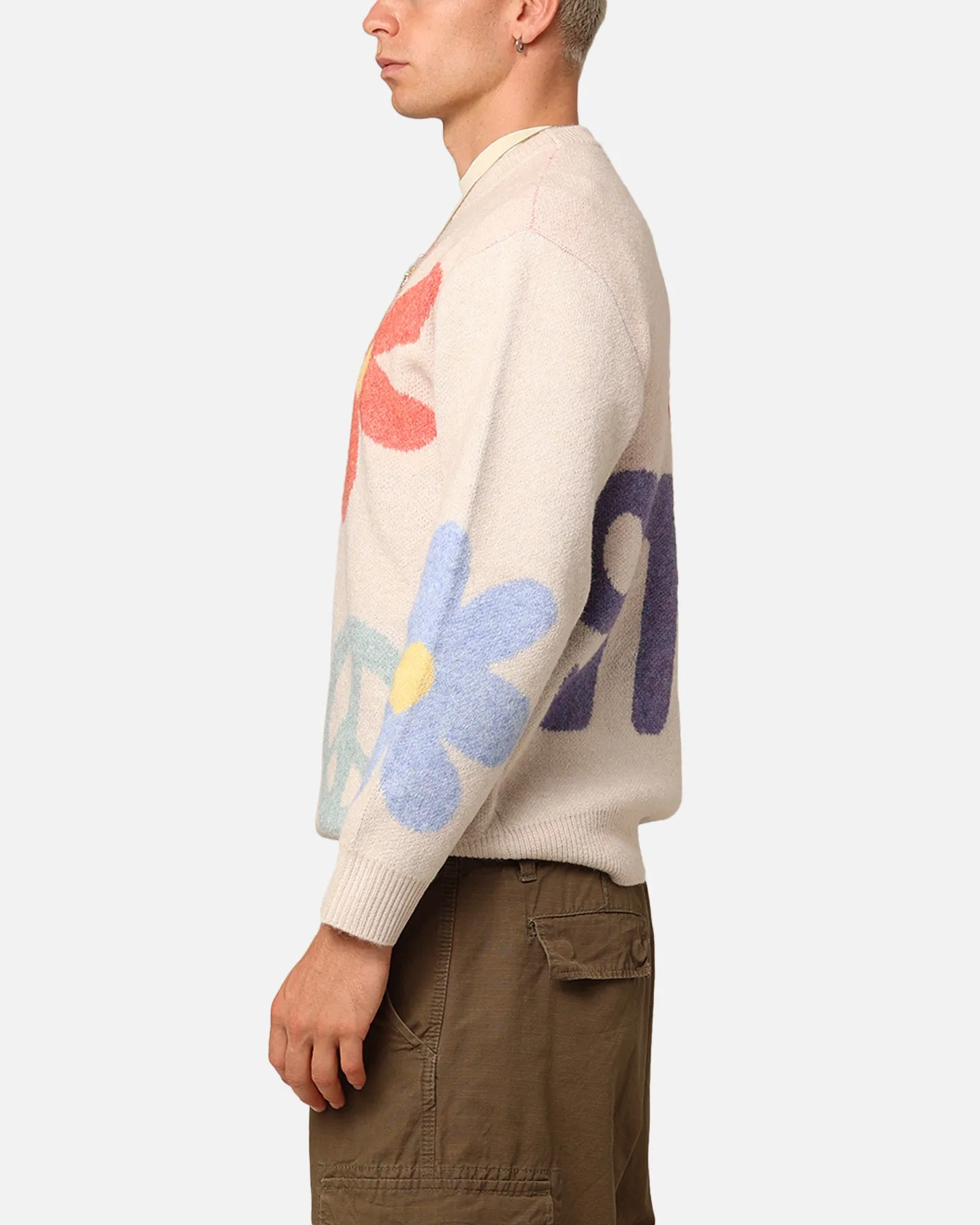 X-Large Flower And Peace Recycled Knit Sweater Off White