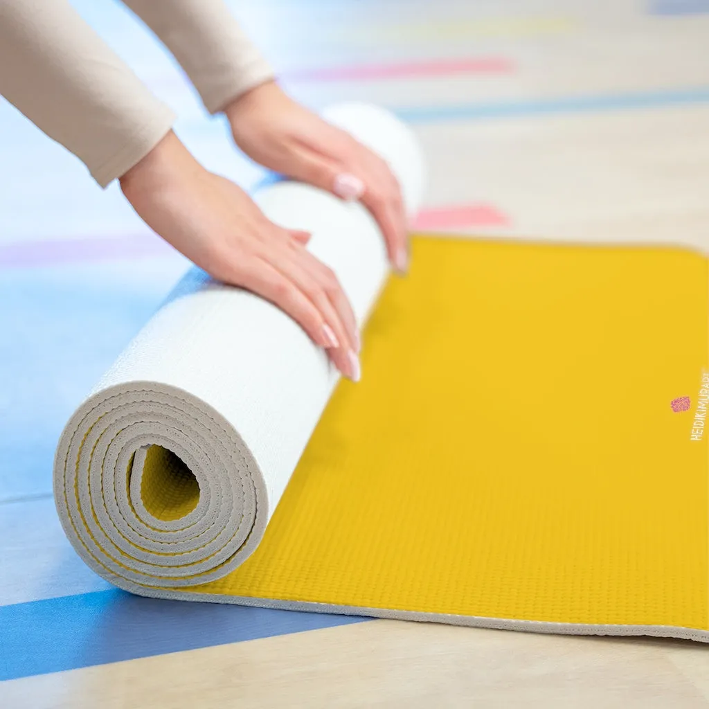 Yellow Color Foam Yoga Mat, Bright Yellow Solid Color Best Lightweight 0.25" thick Mat - Printed in USA (Size: 24″x72")