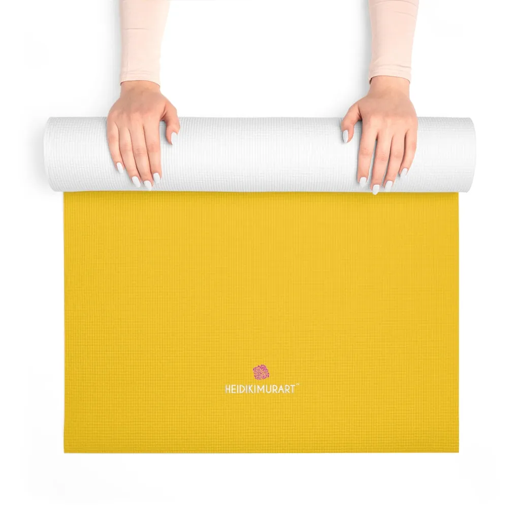 Yellow Color Foam Yoga Mat, Bright Yellow Solid Color Best Lightweight 0.25" thick Mat - Printed in USA (Size: 24″x72")