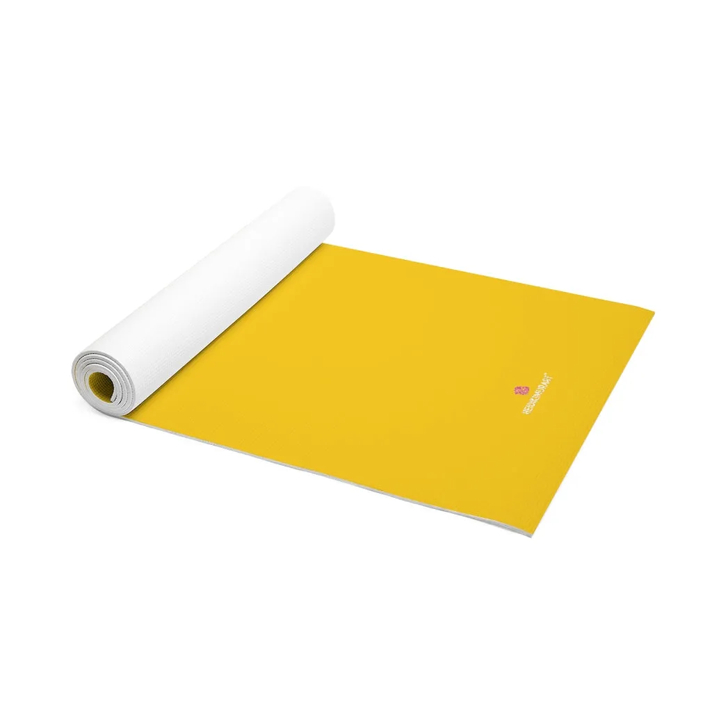 Yellow Color Foam Yoga Mat, Bright Yellow Solid Color Best Lightweight 0.25" thick Mat - Printed in USA (Size: 24″x72")